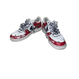 Custom Nike Air Force 1 Red White Graffiti Men's Shoes Size 13